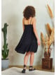 Strappy Square Neck Boho Style Tiered Black Dress