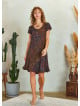 Scoop Neck Purple Print Patchwork Boho Short Dress