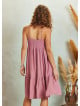 Strappy Square Neck Boho Style Tiered Pink Dress