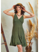 Boho Style Strappy Short Khaki Frill Dress