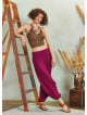 Draped Front Detail Elastic Waist Maroon Salwar Pants