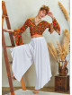 Boho Style Draw String White Wide Leg Loose Pants