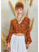 Yellow Flower Gypsy Style Bell Sleeve Crop Top