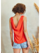 Scoop Neck Wide Strap Red Open Back Top