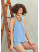 Scoop Neck Wide Strap Blue Open Back Top