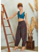 Drawstring Indigo Pattern Pants