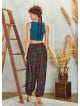 Drawstring Indigo Pattern Pants