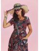 Black Print Asymmetrical Hem Half Sleeve Bohemian Long Dress