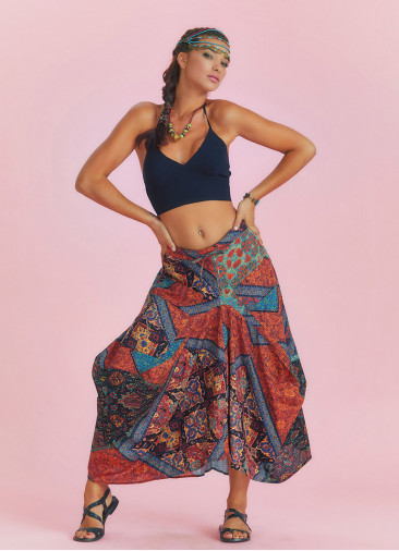 Gypsy Style Ethnic Print Cotton Long Skirt