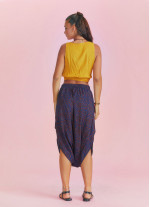 Ethnic Print Elastic Waist Navy Blue Antik  Capri Skirt Pants