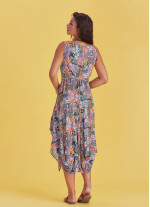 Etnic Print Sleeveless Paisley Tie Waist Dress