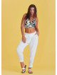 Boho Casual Drop Crotch White Pleated Pants