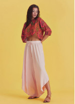 Boho Style Draw String Pink Wide Leg Loose Pants