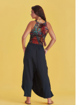 Black Wrap Front Loose Fit Boho Summer Pants