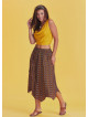 Mustard Patterned Bohemian Split Front Palazzo Pants