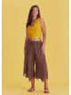 Mustard Patterned Bohemian Split Front Palazzo Pants