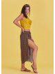 Mustard Patterned Bohemian Split Front Palazzo Pants