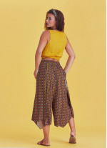 Mustard Patterned Bohemian Split Front Palazzo Pants