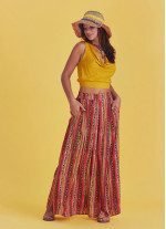 Boho Chic Printed Long Pleat Skirt