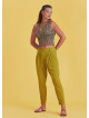 Boho Casual Drop Crotch Olive Pleated Pants