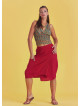 Oversize Pocket Detail Wrap Front Midi Red Boho Skirt