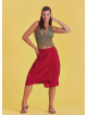 Oversize Pocket Detail Wrap Front Midi Red Boho Skirt