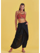 Wrap Front Loose Fit Boho Summer Black Pants