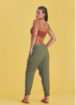 Boho Casual Drop Crotch Khaki Pleated Pants