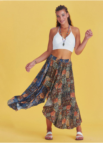 Ethnic Patterned Bohemian Double Layer Skirt