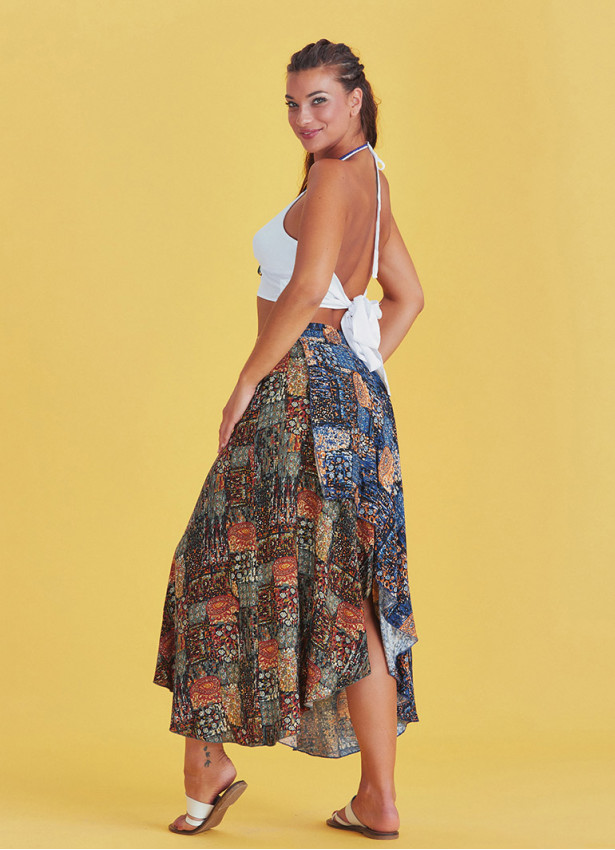 Ethnic Patterned Bohemian Double Layer Skirt