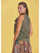 Khaki Bohemian Stylish Authentic Degaje Neck Blouse