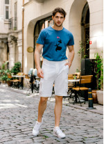 Comfortable Cut White With Elastic Waist Men's Shorts