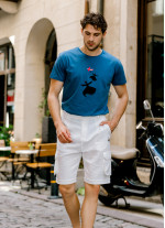 Comfortable Cut White With Elastic Waist Men's Shorts