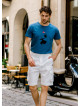 Comfortable Cut White With Elastic Waist Men's Shorts