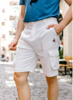 Comfortable Cut White With Elastic Waist Men's Shorts