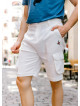 Comfortable Cut White With Elastic Waist Men's Shorts