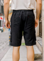 Comfortable Cut Black With Elastic Waist Men's Shorts