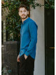 Long Sleeve Blue Striped Men's Cotton Shirt