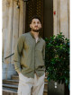 Long Sleeve Khaki Striped Men's Cotton Shirt