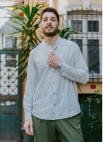 Long Sleeve Striped Men's Cotton Shirt