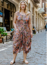 Etnic Print V Neckline Bohemian Style Plus Size Dress