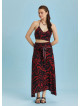 Shabby Red Patterned Asymmetric Skirt