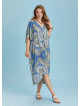 Twist Front Loose Blue Bat Wing Plus Size Dress