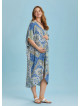 Twist Front Loose Blue Bat Wing Maternity Dress