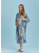 Twist Front Loose Blue Bat Wing Maternity Dress