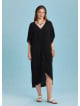 Twist Front Loose Black Bat Wing Plus Size Dress