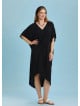 Twist Front Loose Black Bat Wing Plus Size Dress