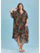 Twist Front Loose Khaki Bat Wing Plus Size Dress