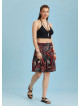 Boho Chic Black Printed Short Pleat Skirt