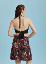 Boho Chic Black Printed Short Pleat Skirt